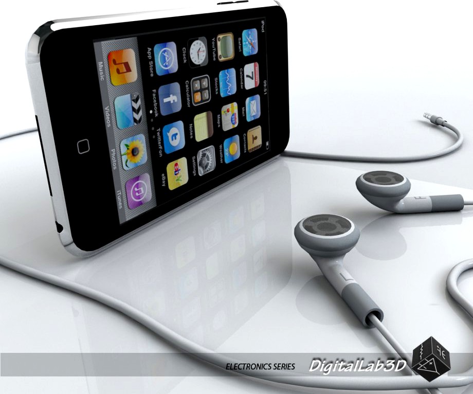 Touch 2nd gen with Earphones3d model