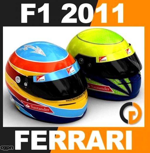 F1 2011 Fernando Alonso and Felipe Massa Helmet3d model