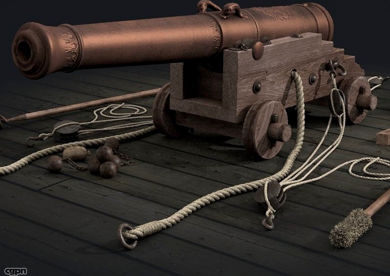 French naval cannon3d model