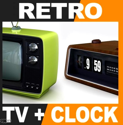 Retro Sytle Television Set and Radio Alarm Flip Clock3d model
