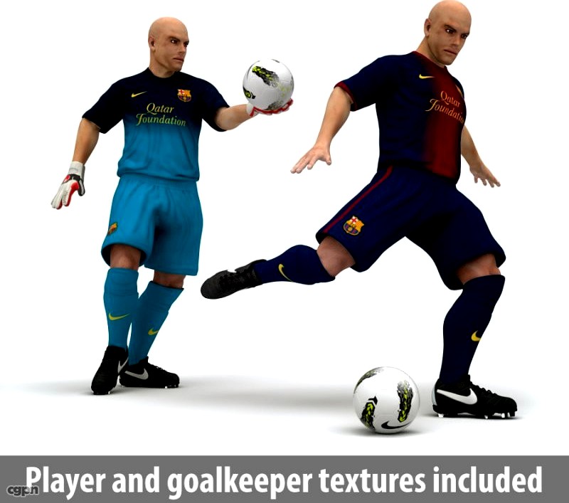 Rigged Football Player and Goalkeeper - FC Barcelona3d model