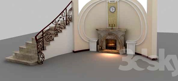 Fireplace and stairs