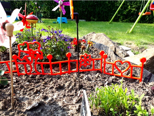 Garden children flower bed fences (heart, tree, flower & connector) by Stevie2k