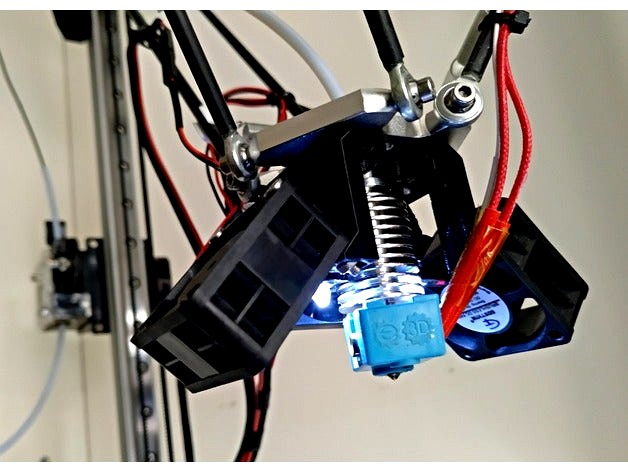 Parametric 3 x 40mm fans and led effector for e3d v6 (Delta/Kossel) by DeltaQ