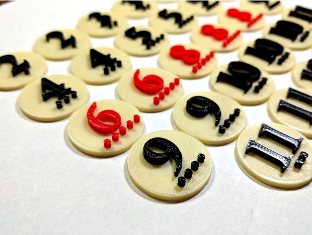 Catan Number Tokens - 6 Player Set by deemended