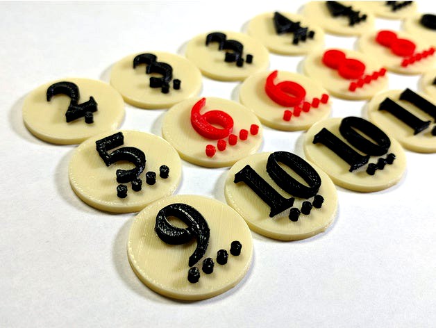 Catan Number Tokens - 4 Player Set by deemended