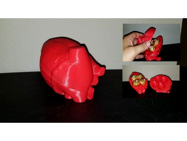 A heart shaped chocolate box with four chambers - for STEM projects and anatomically correct gifting by Jimbotron