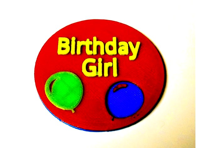 Multicolored Happy Birthday Button with magnetic back  by drcameron