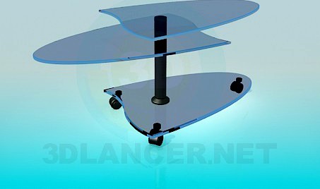 3D Model Mobile coffee table with glass racks