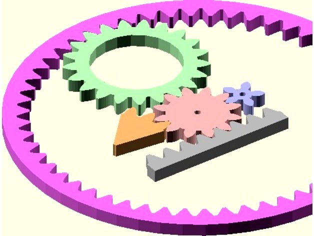 Public Domain Involute Parameterized Gears: Powered Up by TrinaryLogic