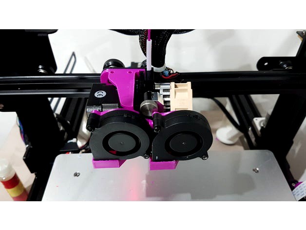 The Squall - E3D Titan Aero DUAL 5015 blower mount with hidden bltouch mount for CR10 CR10S by monkeypantman