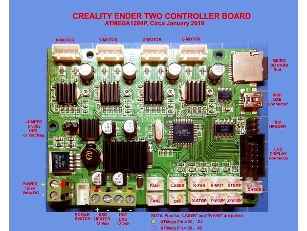 Creality Ender-2 Controller Board (Labeled) by lewtwo