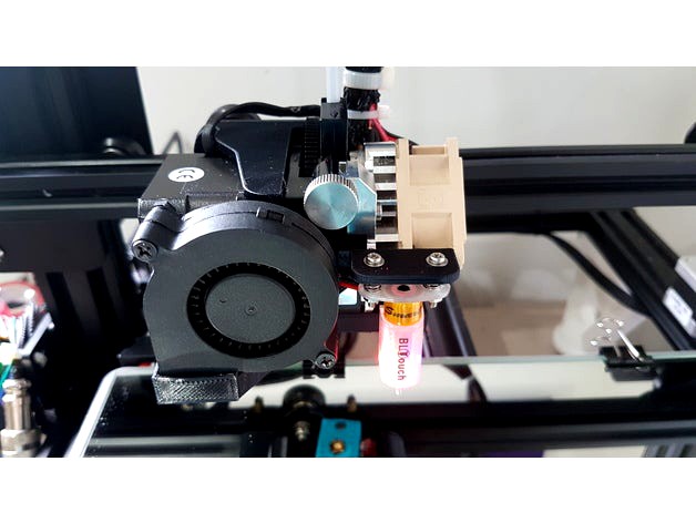 BreEZy-ABL and BL-owy - CR-10 E3D V6 Titan Aero mount with bltouch / EZABL + 5015 integrated fan and nozzles by monkeypantman