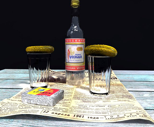 Russian vodka set 3D Model