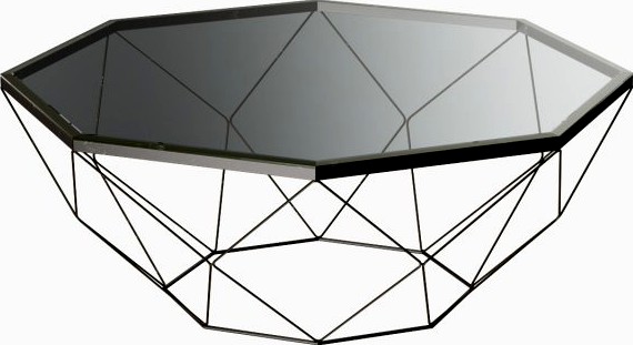 Geometric Antique Brass Coffee Table with Glass To 3D Model