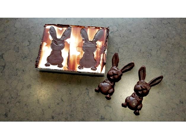 Easter bunny twin chocolate mold by 3DPrinthings