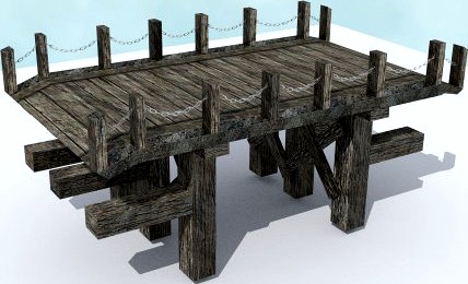 Old Wooden Bridge 3D Model