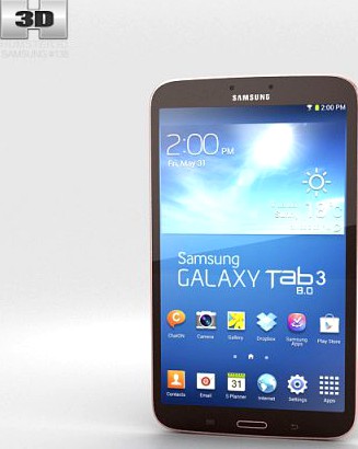 Samsung Galaxy Tab 3 8-inch Gold Brown 3D Model