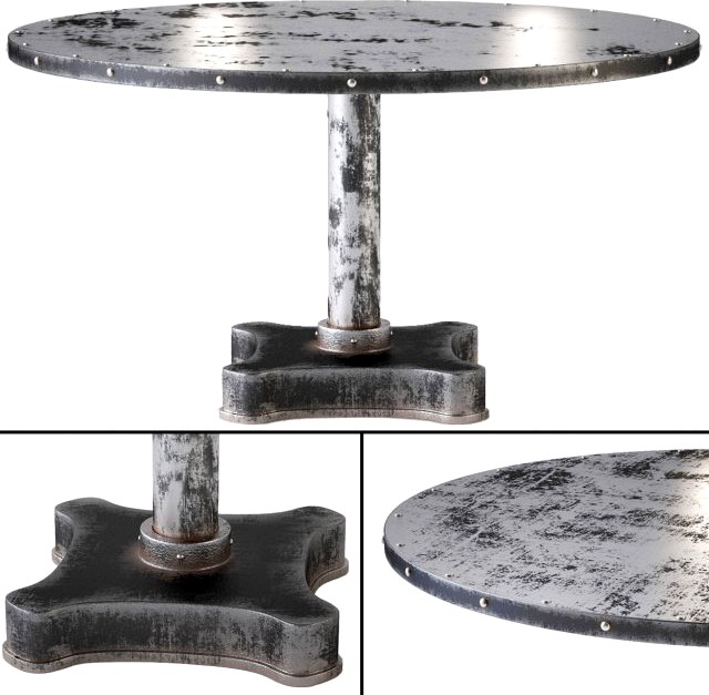 Viktor Industrial Solid Metal and Cast Iron Dining 3D Model