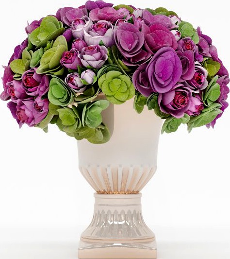 Bouquet of roses and hydrangea flowers 3D Model