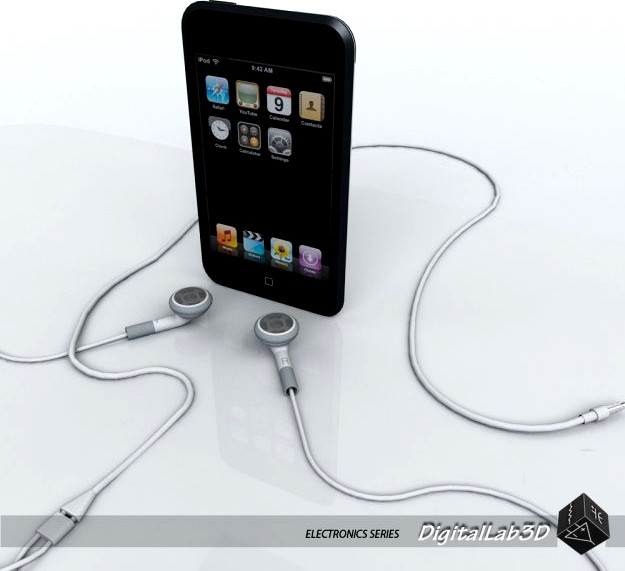 Touch 1st gen with Earphones 3D Model