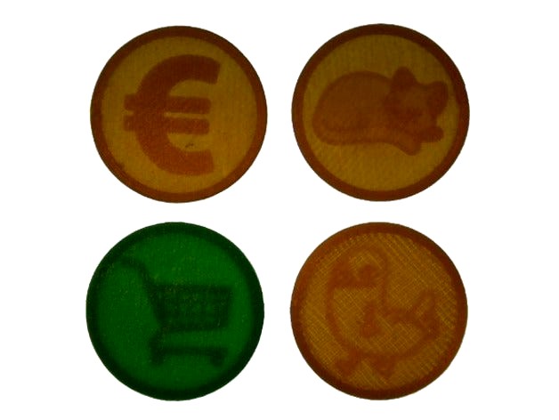 One Euro Tokens with Hidden Internal Lithophanes by Lyl3