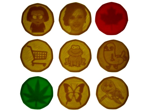 Hidden Lithophane Loonie Shopping Cart Tokens by Lyl3