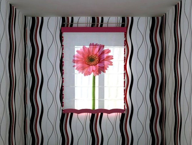 Roman Shade with big flower print 3D Model