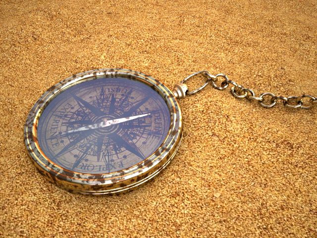 Compass in sand 3D Model