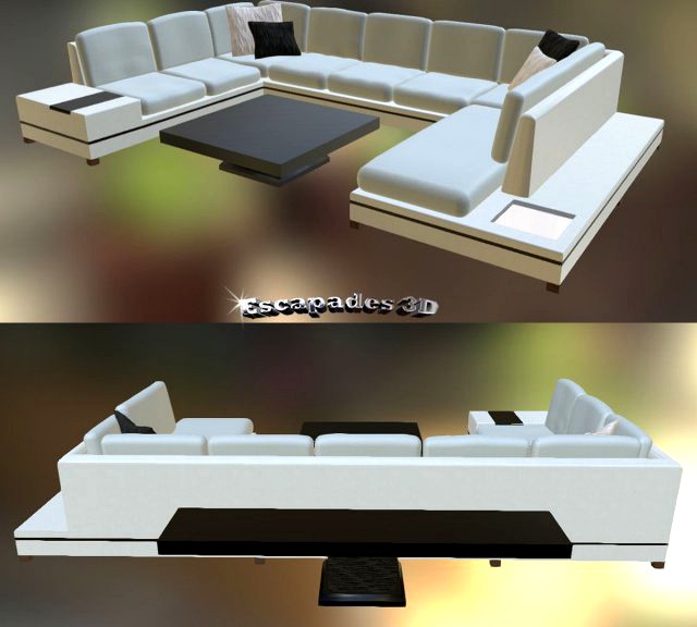 Modern Style Couch and Tables set 3D Model