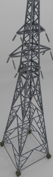 Column Power Lines 3D Model