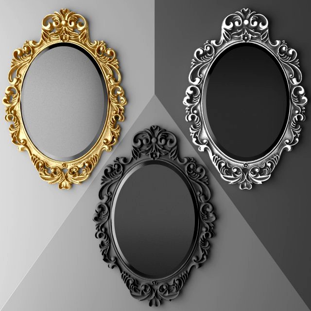 Baroque oval frame 3D Model