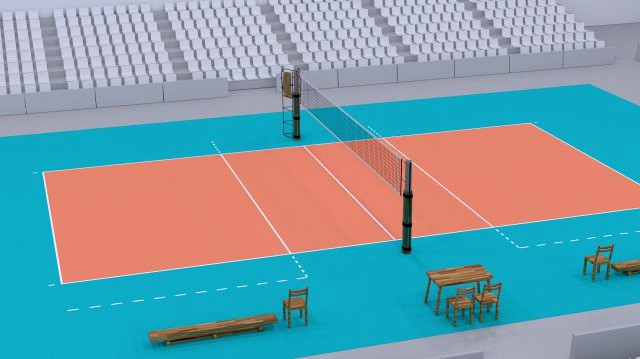 Volleyball court - real size 3D Model