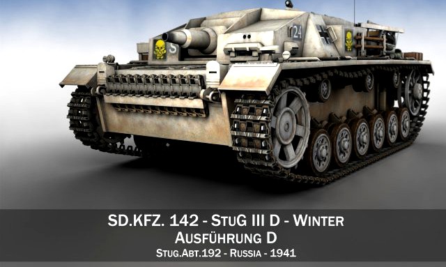 StuG III - AusfD - StuG Abt 192 - Winter Camo 3D Model