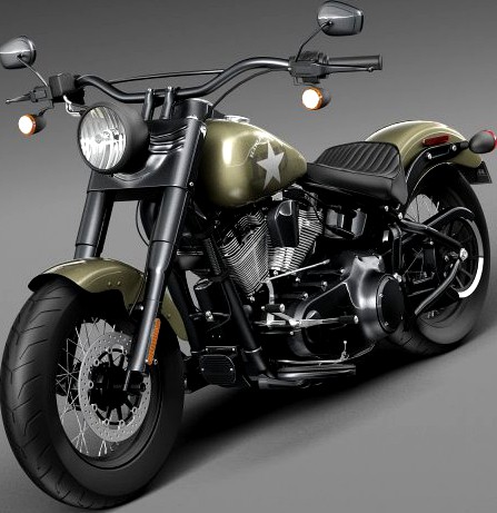 Harley Davidson Softail Slim S Army Design 2016 3D Model