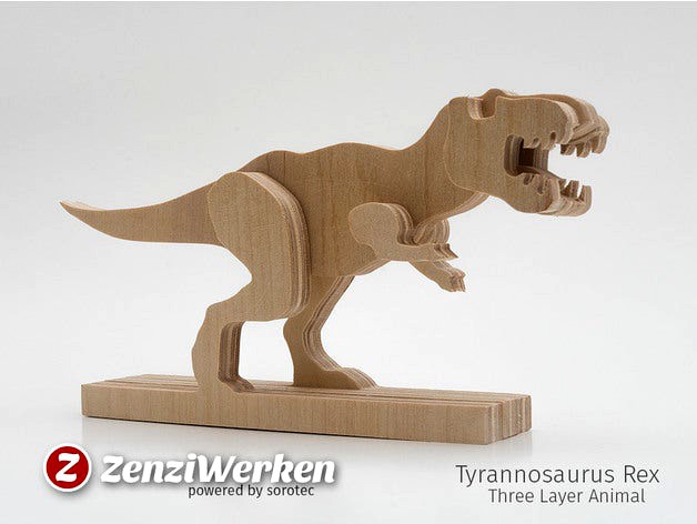 Tyrannosaurus-Rex 3-layered-animal cnc/laser by ZenziWerken