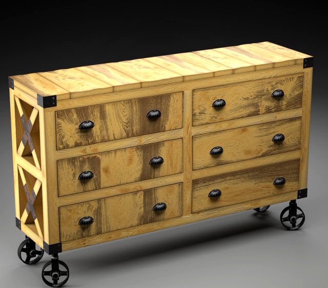 MANUFACTURE buffet-dresser on wheels in the indust 3D Model