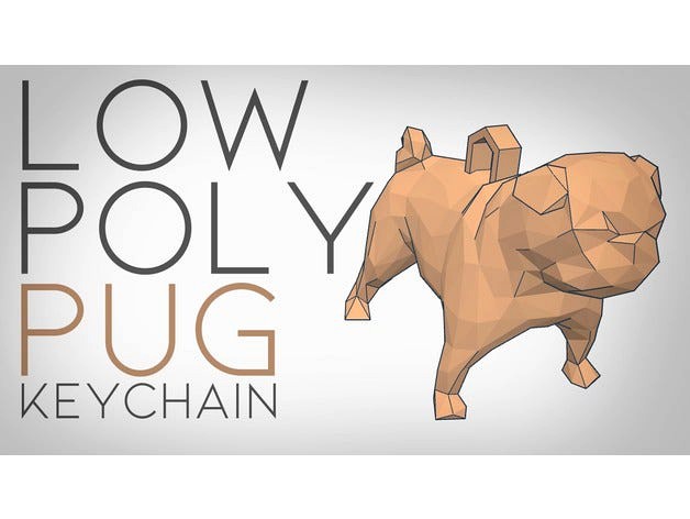 Low Poly Pug Keychain by Flowr