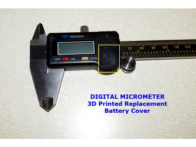 Replacement Battery Cover for Digital Micrometer by EE_Maker