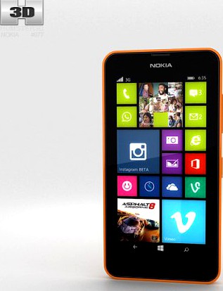 Nokia Lumia 630 Bright Orange 3D Model