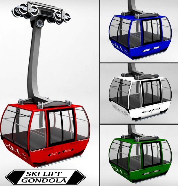 Ski lift gondola cable car 3D Model