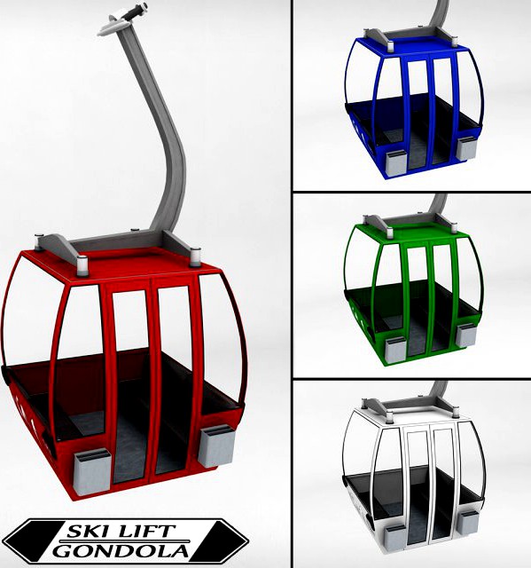 Ski lift gondola cable car small 3D Model