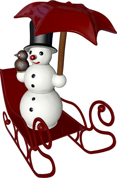 Snowman on a sleigh 3D Model