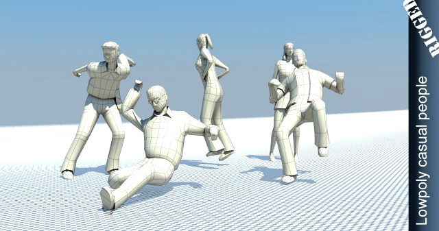 People casual rigged lowpoly set 3D Model
