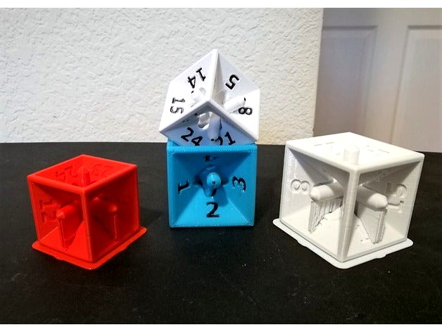 A 24 sided Die with 6 Sides? Tesseract inspired Die with 24 possible outcomes. by Jimbotron