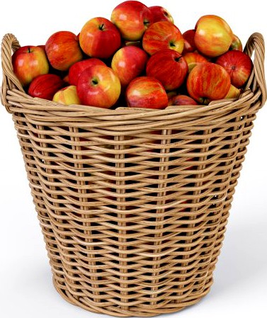 Wicker Basket Ikea Nipprig with Apples 3D Model