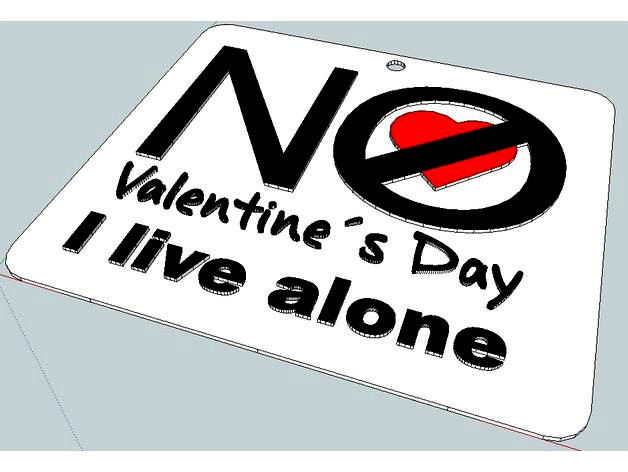 Keychain No Valentine´s Day - I live alone by facacabemer