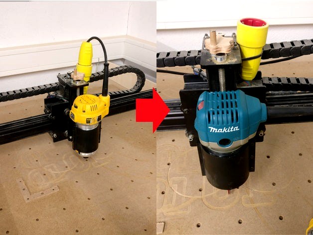X-Carve Dewalt to Makita Router Adapter by Freelax