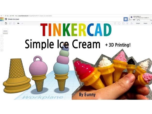 Simple Ice Cream, Miniature, 3D pen by Eunny