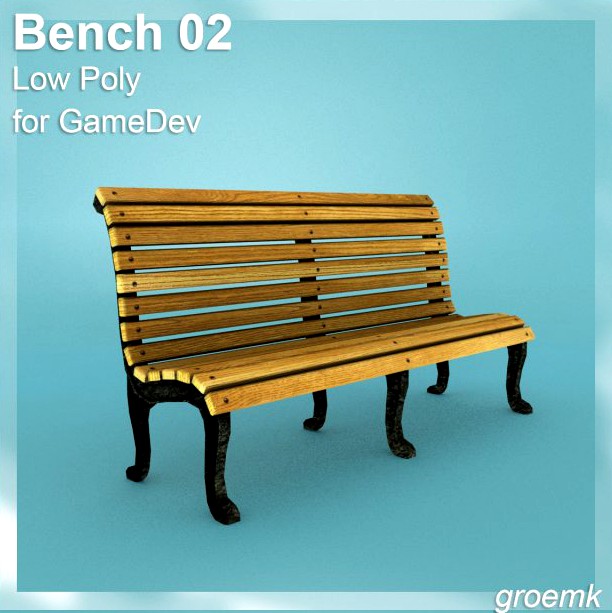 Low poly Bench 2 for Games Dev 3D Model